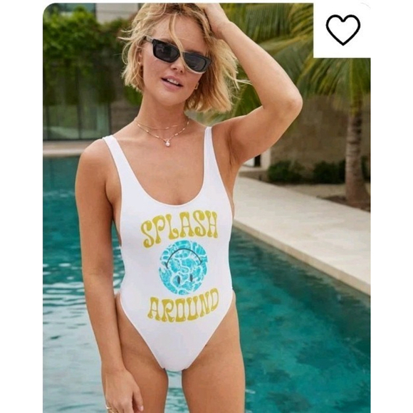 Aerie White One Piece Swimsuit with Yellow and Blue Print - Picture 4 of 5